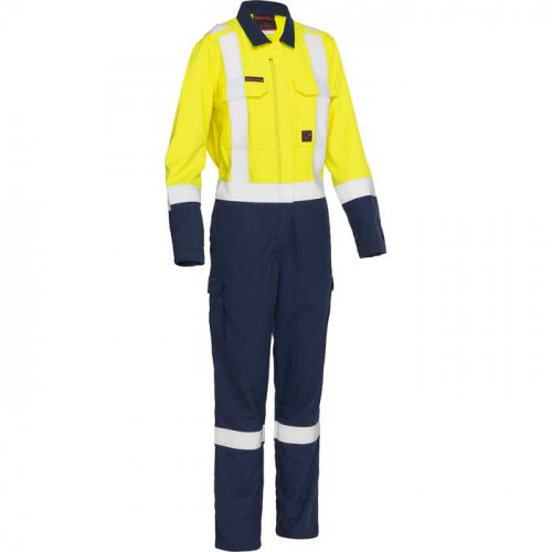 PIP 385WFRHC-YN-M, Bisley®, AR/FR Women's Ripstop Coverall with Navy Bottom - Industrial Wash Durab